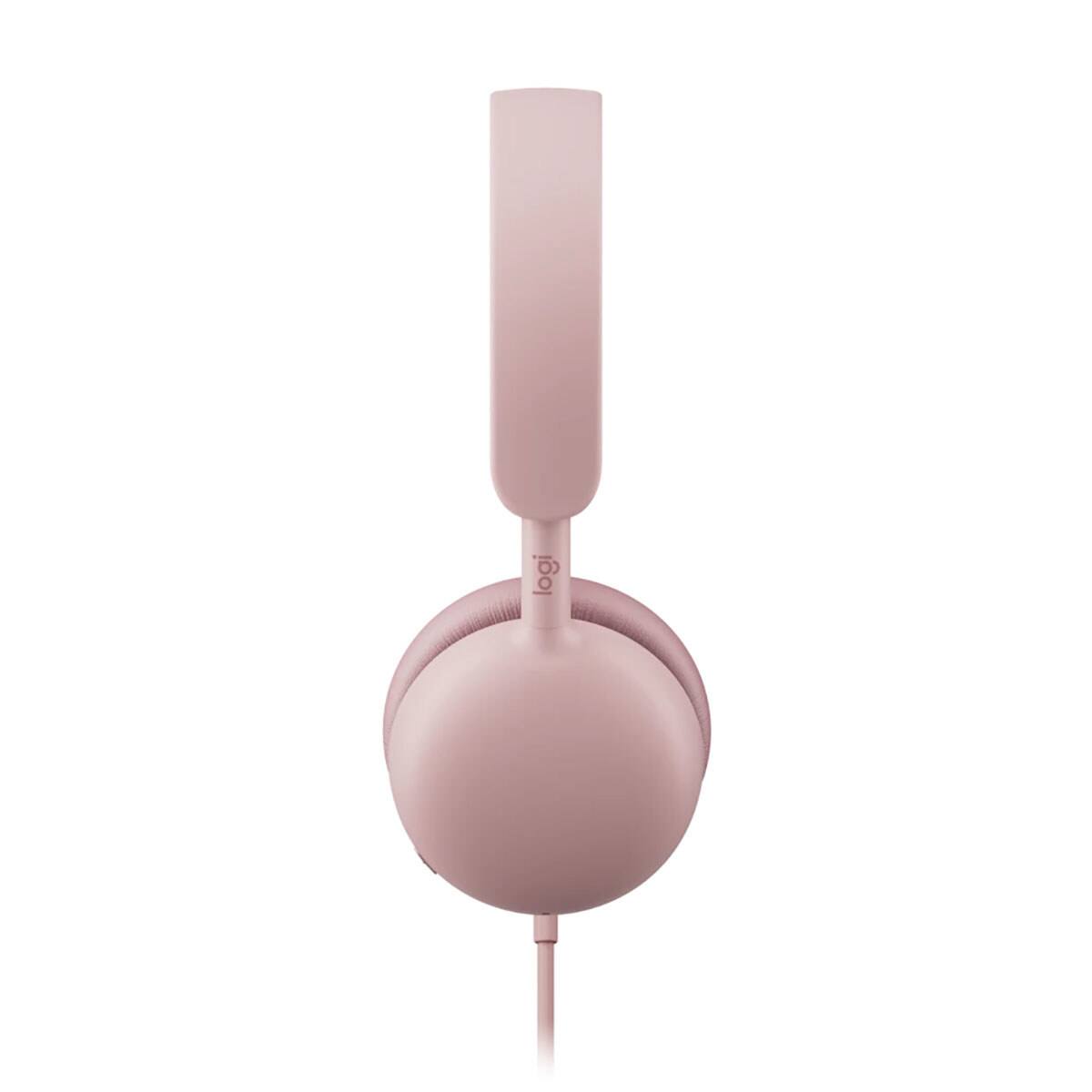 Alt View 3. Logitech - Logitech Zone Wired 2 ANC Closed-Back On-Ear Stereo Headset, UC - Rose.