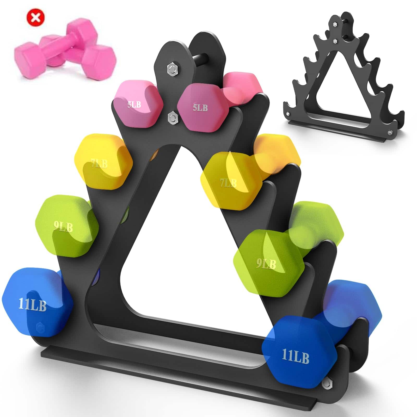 Refined Abode Design - 4 tier Dumbbell Rack For 1 Weights Holds s Space saving Sturdy A frame Stand Home Gym Weight Women s Set p - Multi