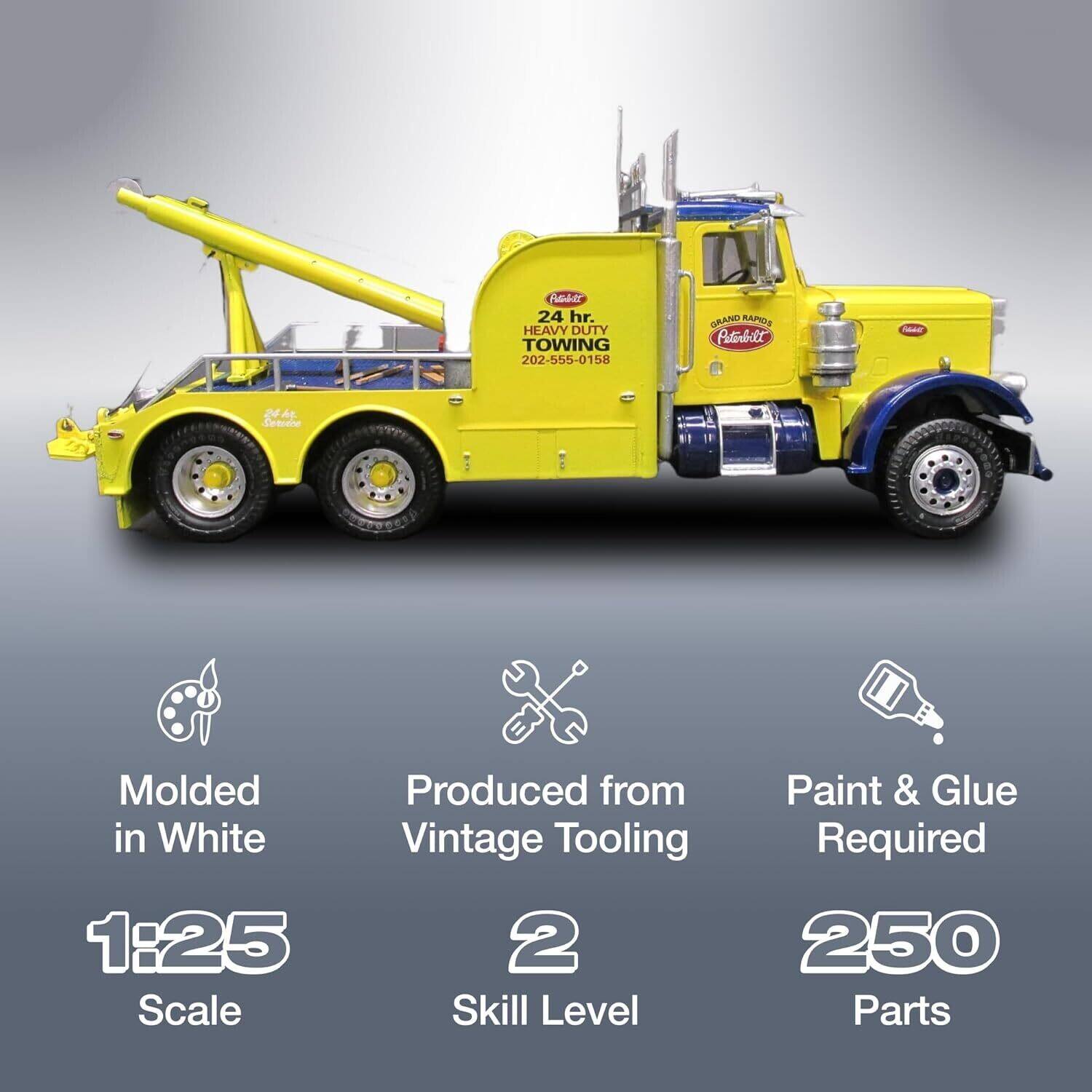 24 hr. HEAVY DUTY TOWING  
202-555-0158  
GRAND RAPIDS  
Pibatt - 2 Ae.  
Molded in White  
1:25 Scale  
Produced from Vintage Tooling  
2 Skill Level  
Paint & Glue Required  
250 Parts