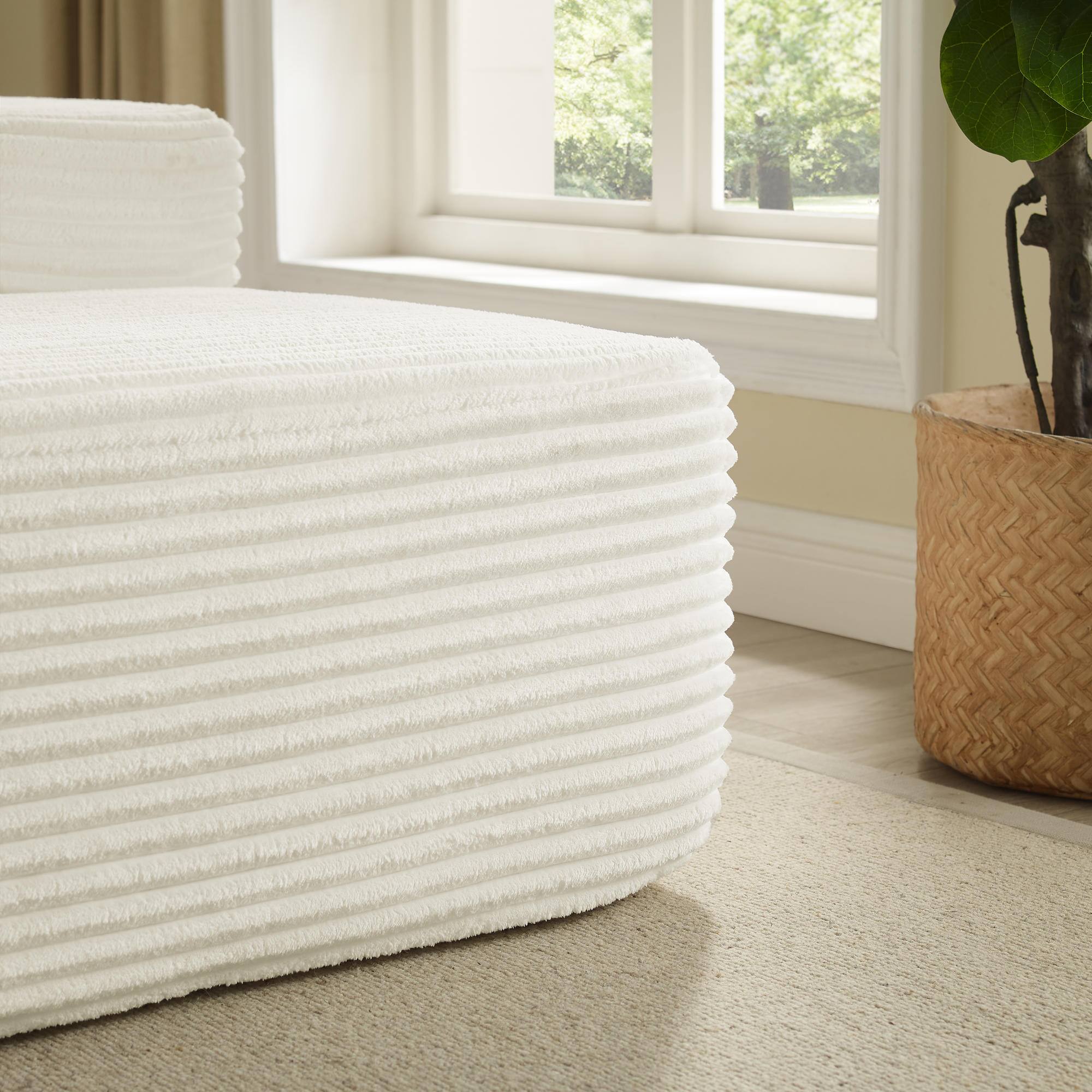 Alt View 5. Meqiodas - 67.5”Oversized Indoor Chaise Lounge, Sofa Bed, Living Room Sofa, Corduroy Upholstered Boneless Cloud Sofa, No Assembly - Beige.