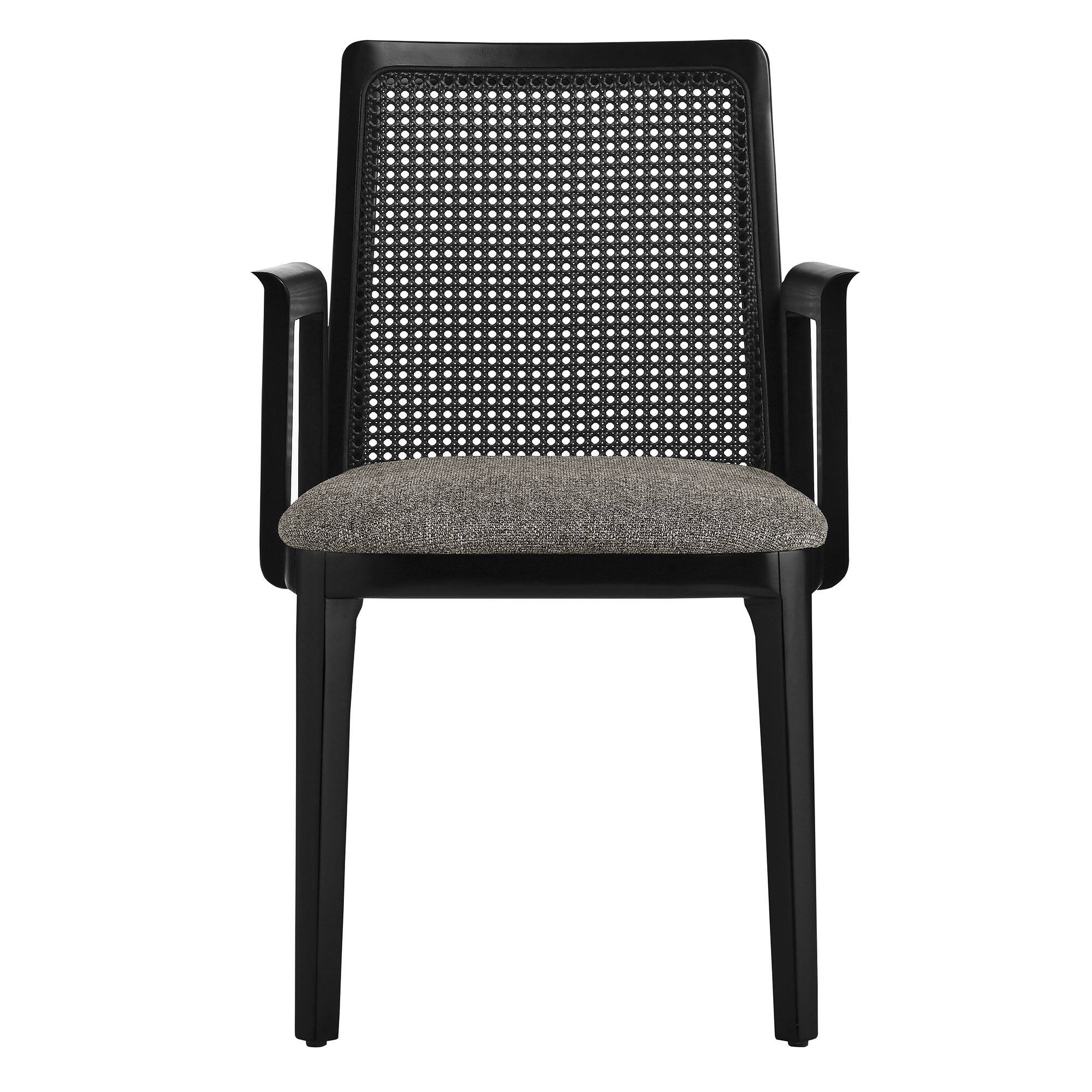 Alt View 4. Modway - Monarch Wood and Rattan Dining Armchair by Modway - Black Black Gray.