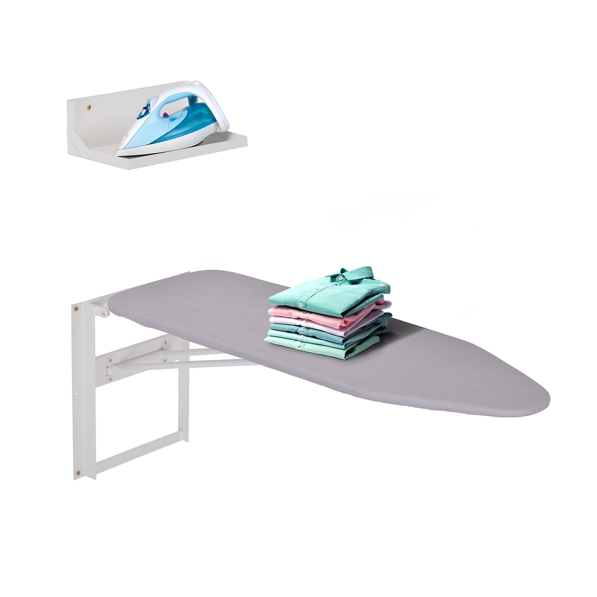 Alt View 6. Ivation - Wall Mounted Ironing Board, 36.2” x 12.2” Fold Down Iron Board with Storage Shelf - Grey.