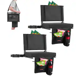 VEVOR - Stadium Seat, Folding Bleacher Seat with Back Support and Thick Cushion, Padded Stadium Seats for Bleacher - Black