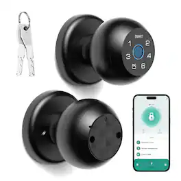 Luckbyte - Smart Fingerprint Door Lock with App Control & Touchscreen Keypad - Black