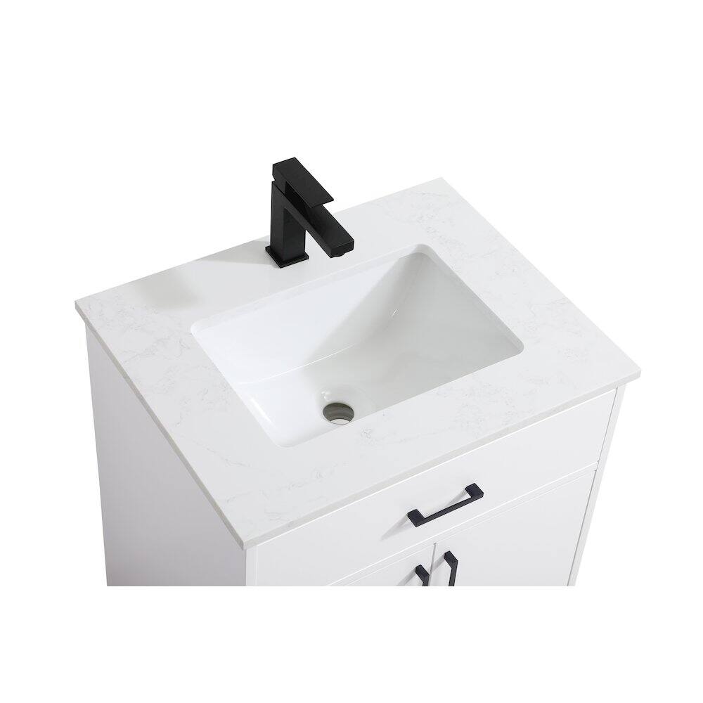 Back. Elegant Kitchen and Bath - Chandler 24 Inch Single Bathroom Vanity In White - White.
