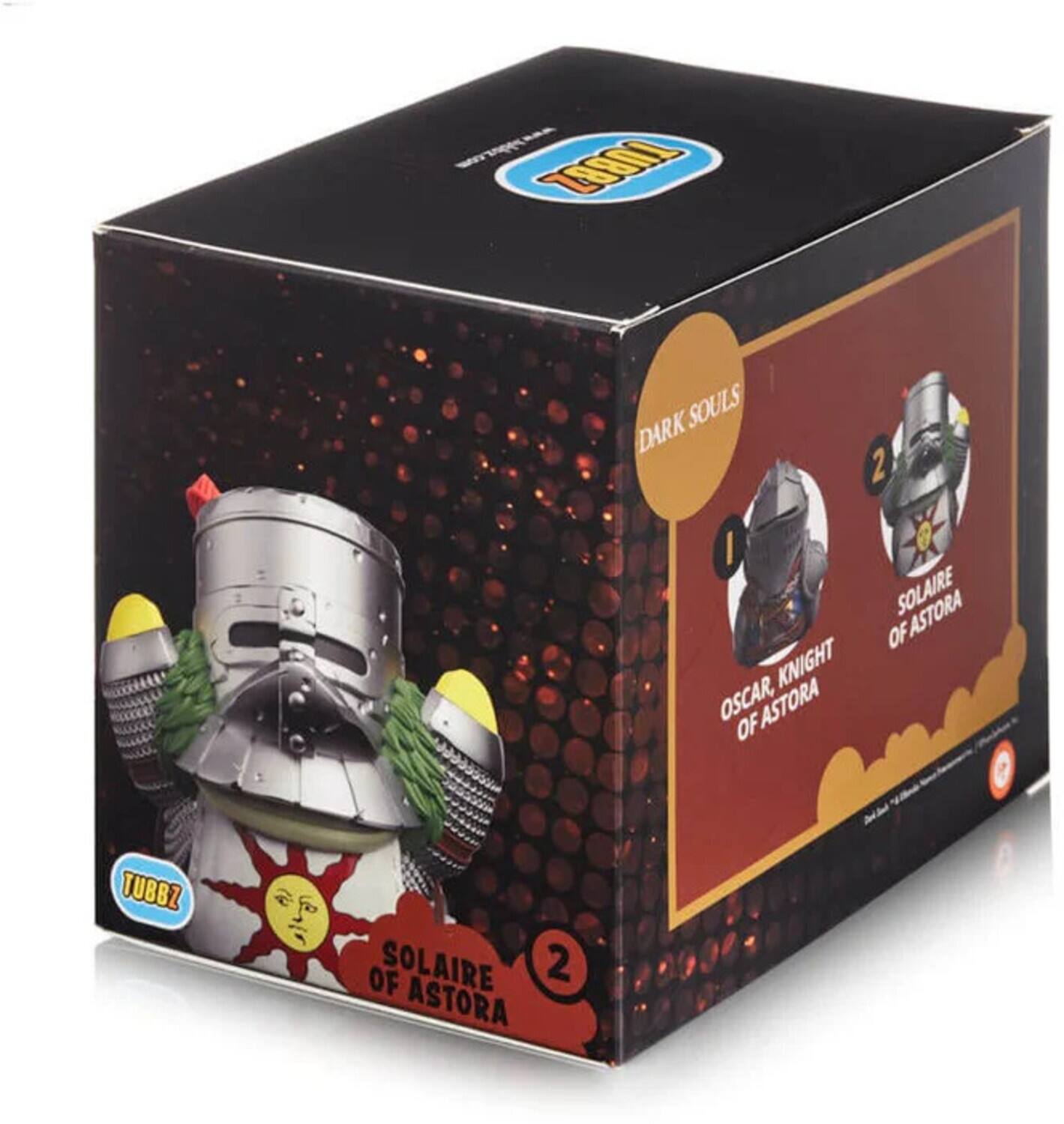 The text on the image is: "Dark Souls 2, Oscar, Knight of Astora, Solaire of Astora, TUBBZ."