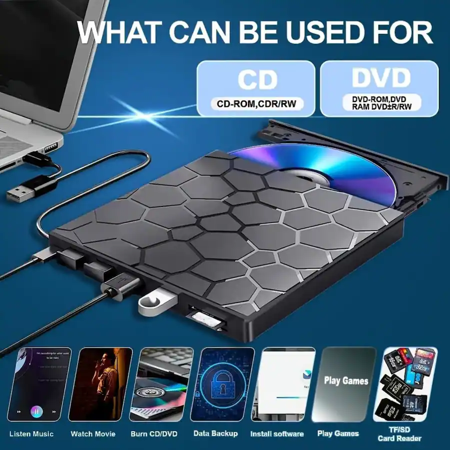 Stock Preferred 8 in 1 USB 3.0 Ultra Thin Portable CD/DVD Reader ...