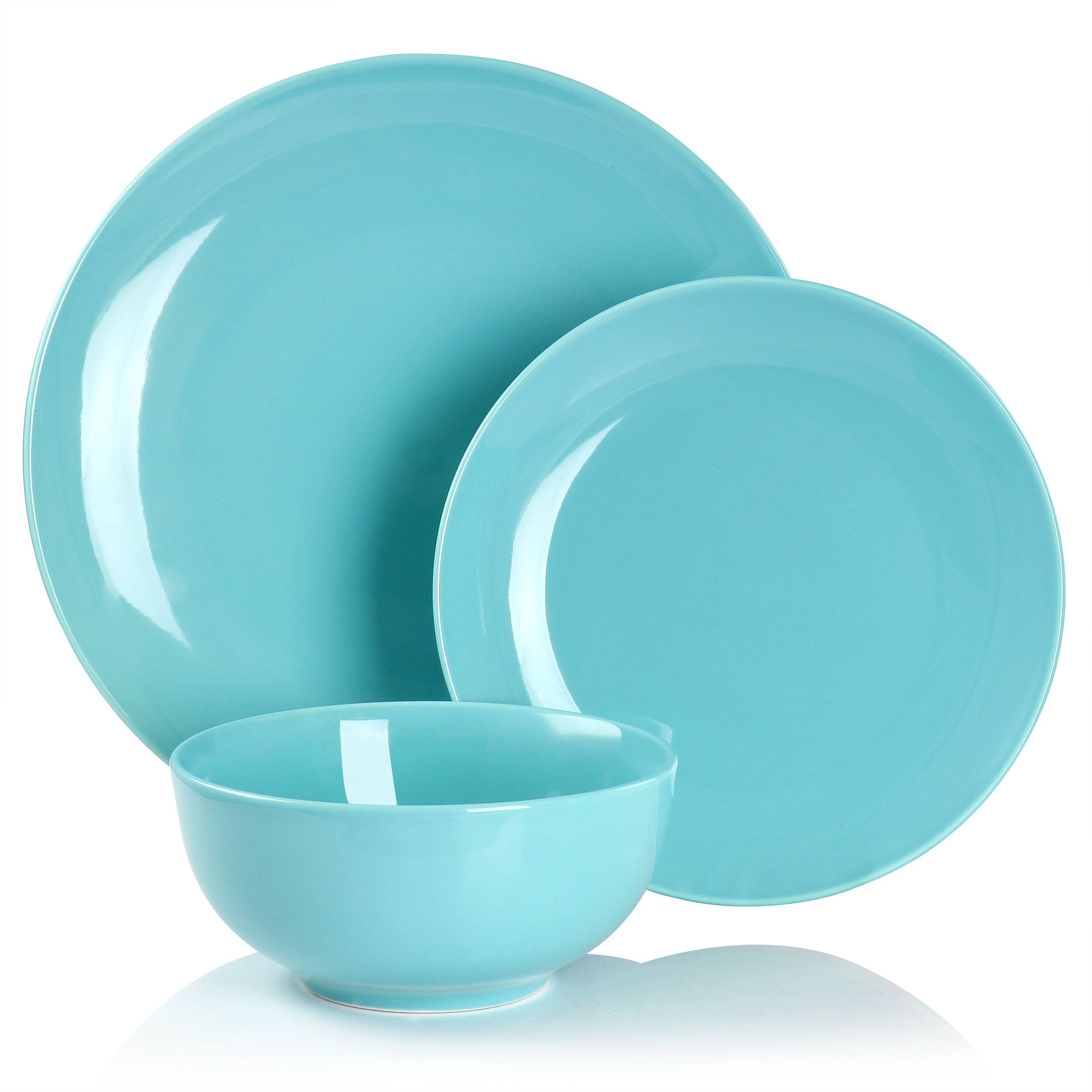 Alt View 1. Elama - Elama Luna 18 Piece Porcelain Dinnerware Set in Blue - Blue.