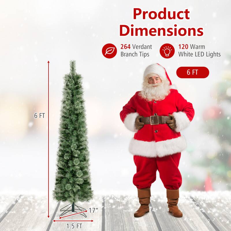 Product Dimensions: 264 Verdant Branch Tips, 120 Warm White LED Lights, 6 FT, 17", 1.5 FT