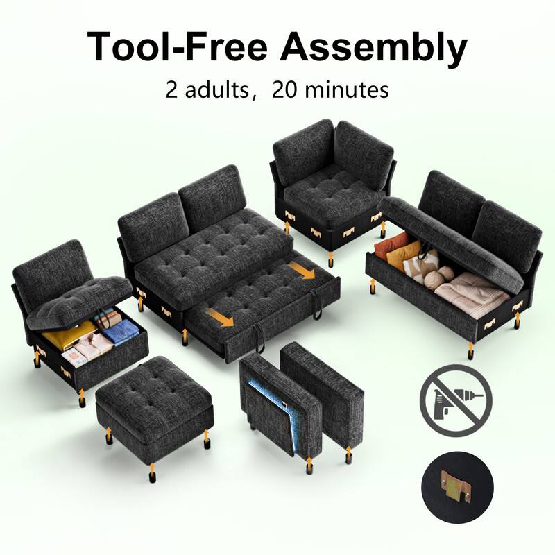 Tool-Free Assembly  
2 adults, 20 minutes