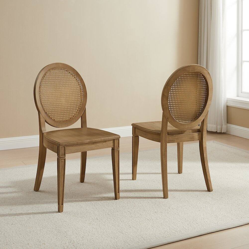 Alt View 2. Crosley Furniture - Katia 2-Piece Cane-Back Dining Chair Set In Driftwood - Brown.