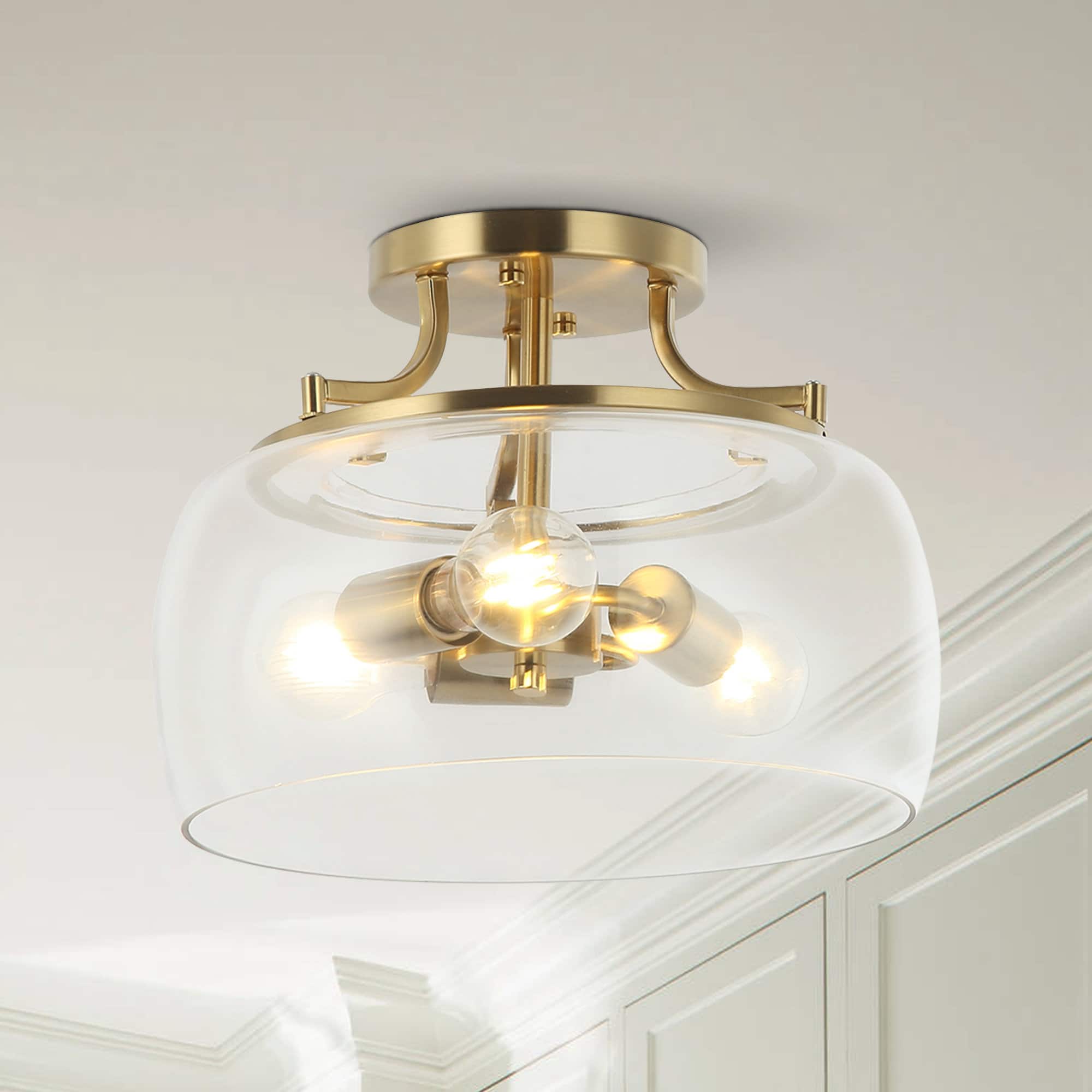 Front. Parrot Uncle - 10" H Modern Gold 3-Light Flush Mount Ceiling Light - Gold.