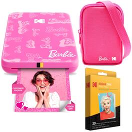 Kodak - x Barbie Step Slim AMZRODBP2K1 Instant Portable Photo Printer Barbie Starter Bundle - Light Pink