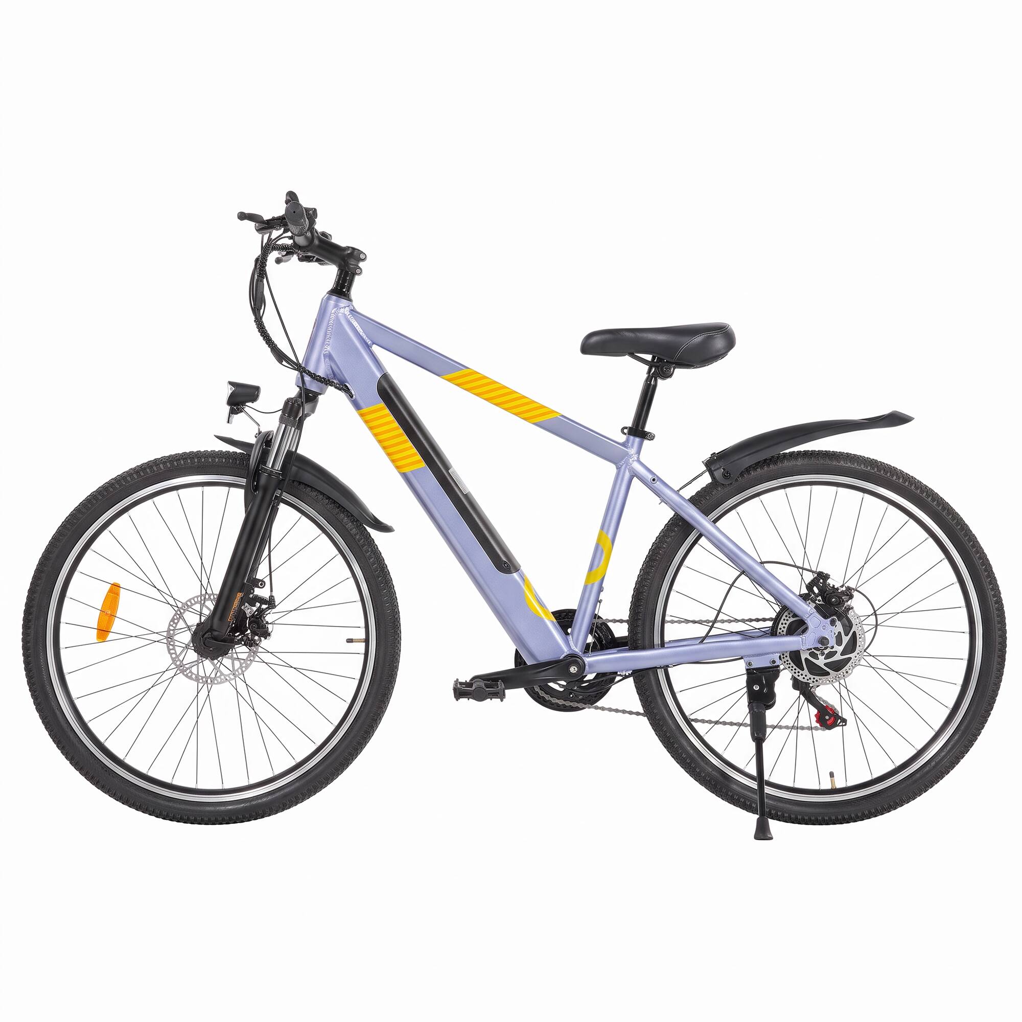 Angle. MIHOVER - 550W Adult Electric Bike, 750W Peak, 26 in. Wheels, 47.5V 7.8Ah Battery, 20–25 Mile Electric Range, UL Certified - Blue.