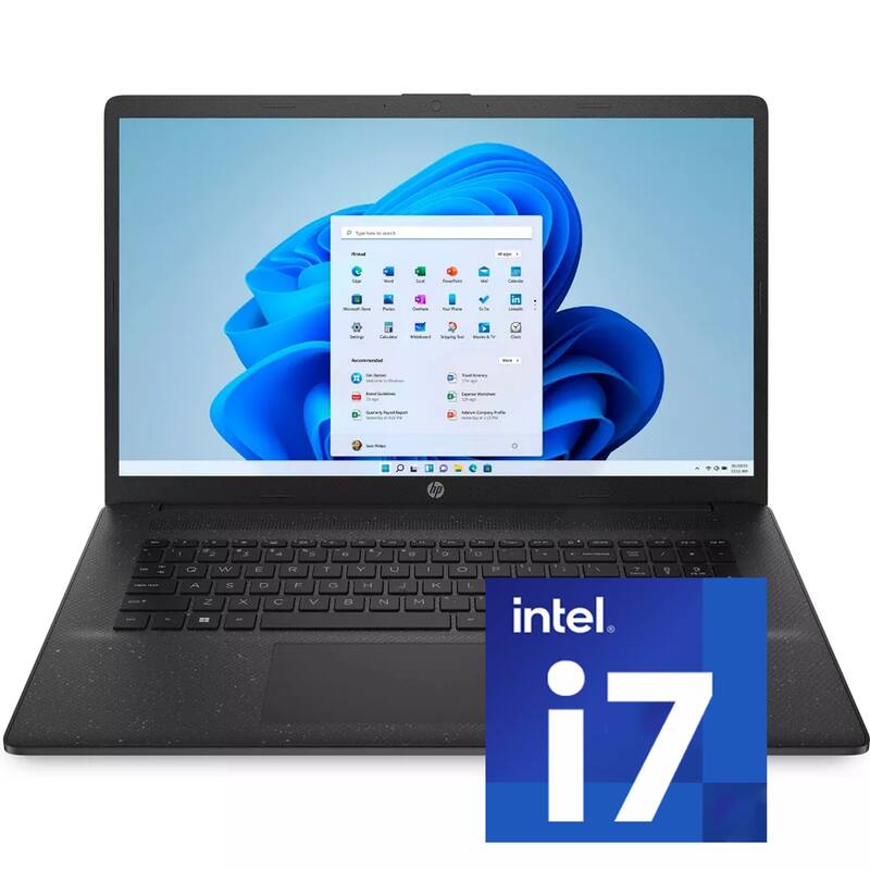 Front. HP - HP 17.3" HD+ Laptop,Intel i7-1255U,16GB RAM,512GB SSD，‎Intel Iris Xe Graphics,Win 11,Black - Black.