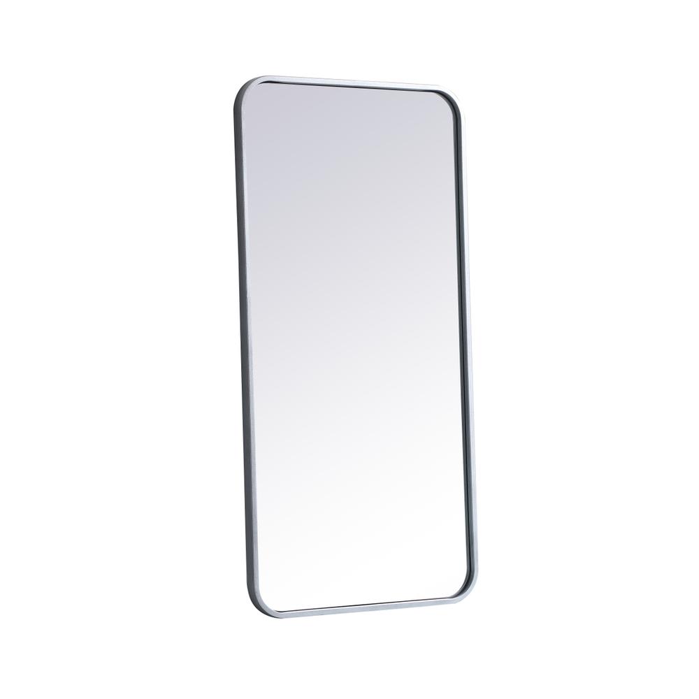 Alt View 1. Elegant Decor - Soft corner metal rectangular mirror 18x36 inch in Silver - Silver.
