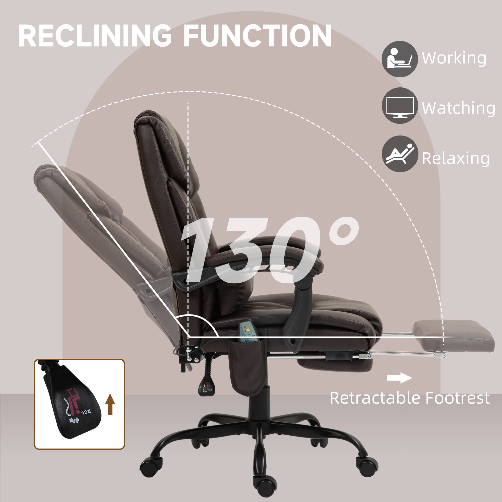 RECLINING FUNCTION  
Working  
Watching  
Relaxing  
130°  
Retractable Footrest