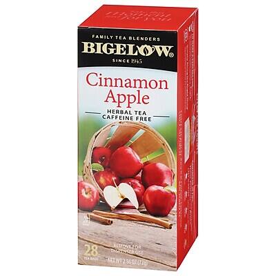 FAMILY TEA BLENDERS  
BIGELOW  
SINCE 1945  

Cinnamon Apple  
HERBAL TEA  
CAFFEINE FREE  

28 INDIVIDUALLY WRAPPED TEA BAGS  
NET WT 2.56 OZ (72g)