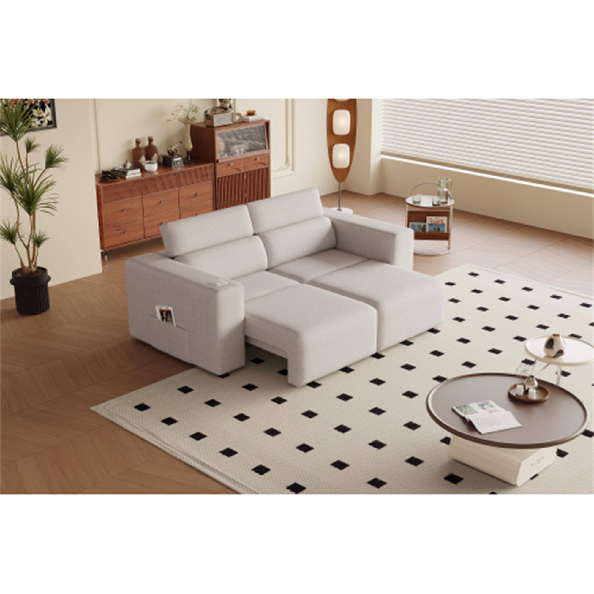 Alt View 5. Boyel Living - Beige Power Reclining Sofa Electric 3-Seat Recliner Sofa Modular Couch with Bluetooth stereo - Beige.