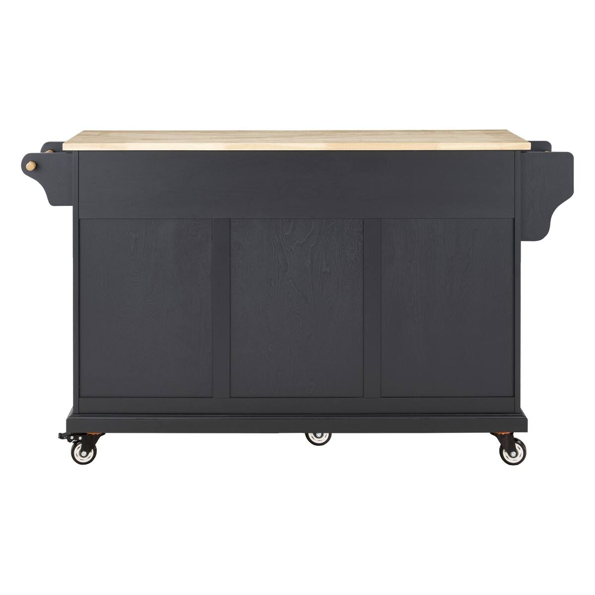 Alt View 1. Loheer - Loheer Black Kitchen Island with Rubberwood Countertop Rolling Kitchen Cart on 5 Wheels - Black.