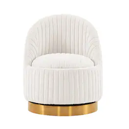 Manhattan Comfort - Leela Modern Chenille Swivel Lounge Chair - Cream