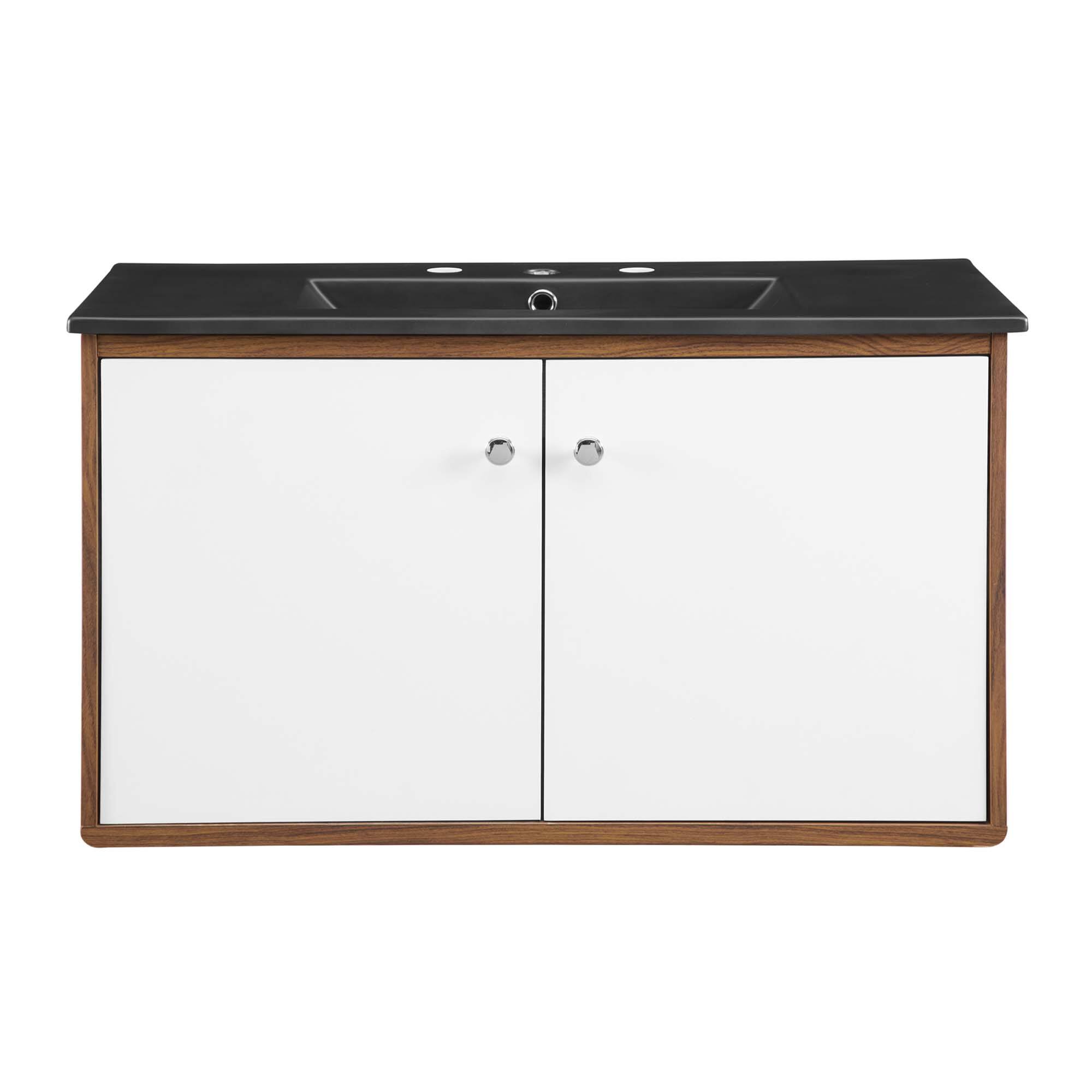 Alt View 1. Modway - Transmit Wall-Mount Bathroom Vanity Basin Included - Walnut Black.