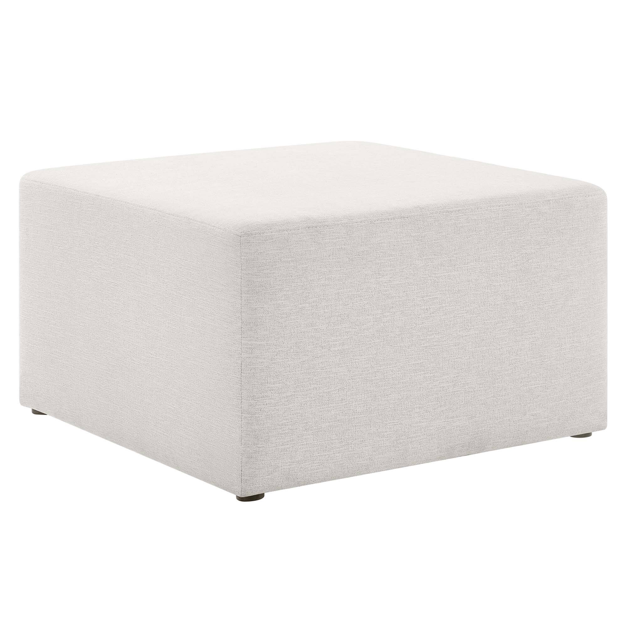 Angle. Modway - Callum Large 28" Square Woven Heathered Fabric Upholstered Ottoman by Modway - Heathered Weave Ivory.