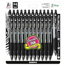 MEET ZEN
24 Pack
BLACKENK
1.0mm MEDIUM POINT
Z Grip
ZEBRA
BALLPOINT PEN
Smoother INK
Vibrant Color
ZEBRA