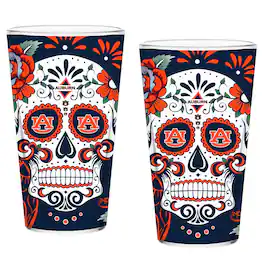Indigo Falls - Auburn Tigers Two-Pack 16oz. Dia De Los Muertos Pint Glass Set - Multicolor