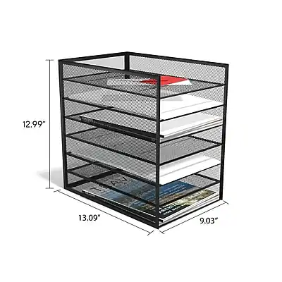 Mesh File Hanger TRU RED 6 Compartment Metal Mesh File Organizer Matte Black - Best Buy