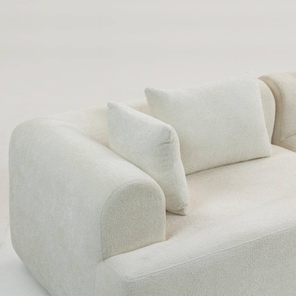 Alt View 2. Kadyn - 96" Full-Foam Modular Sectional Sofa, 2-Piece Boucle Cloud Couch, Compressed Shipping - White.