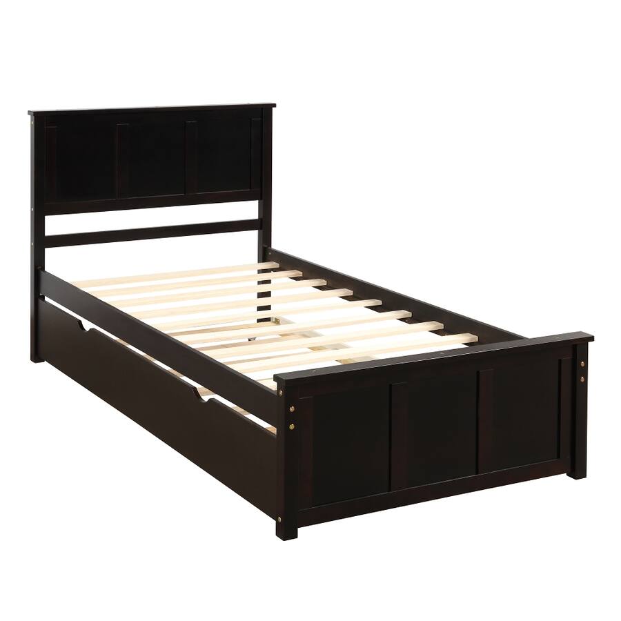 Purchasing Platforms Loheer Twin Platform Bed with Trundle, Solid Wood Frame Espresso - Best Buy