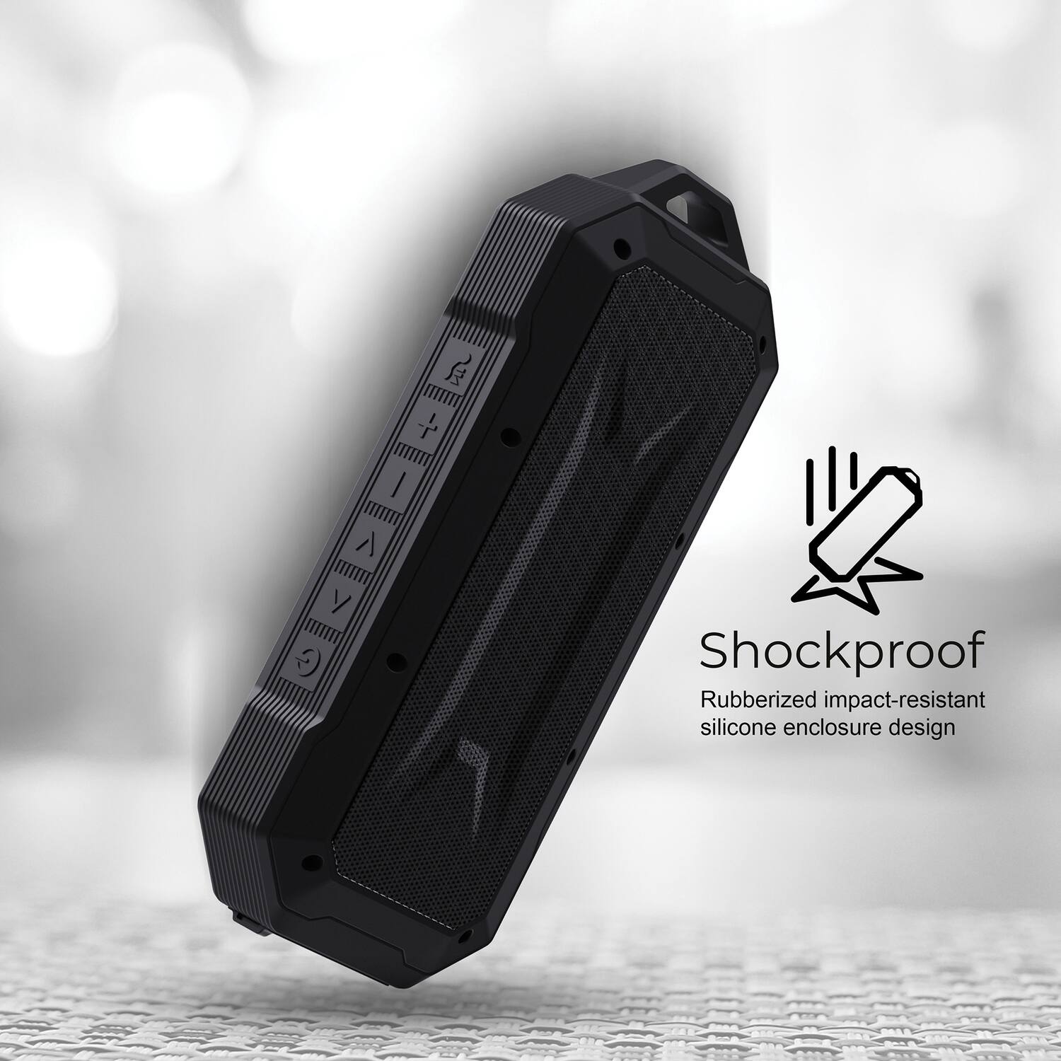 Shockproof  
Rubberized impact-resistant silicone enclosure design
