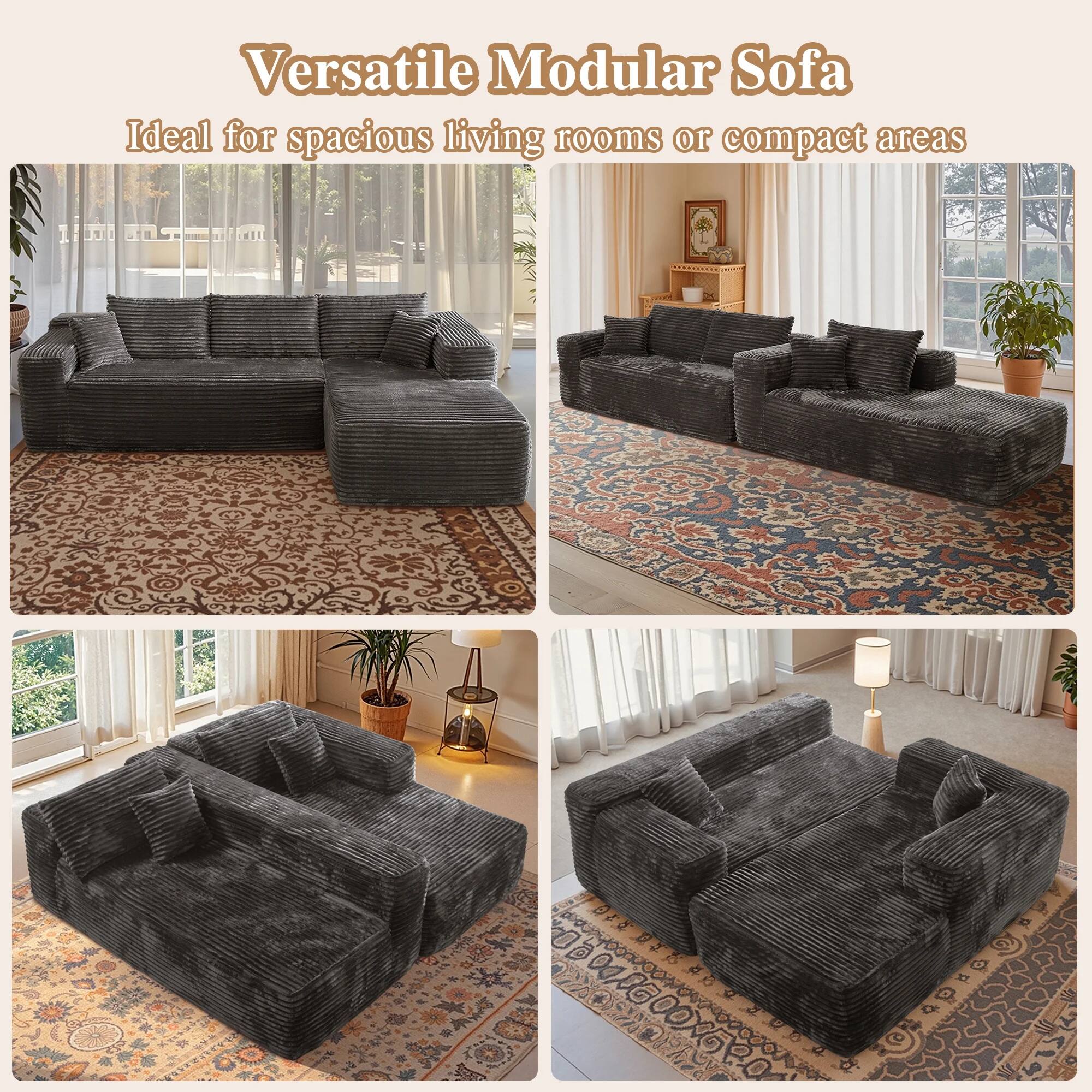 Versatile Modular Sofa  
Ideal for spacious living rooms or compact areas