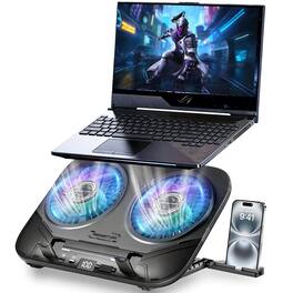 HongFei - 2026 Upgraded Laptop Cooling Pad with Dual TEC Cooler, Gaming Laptop Cooler, 2 Turbo Fans, Fast Cooling - Black