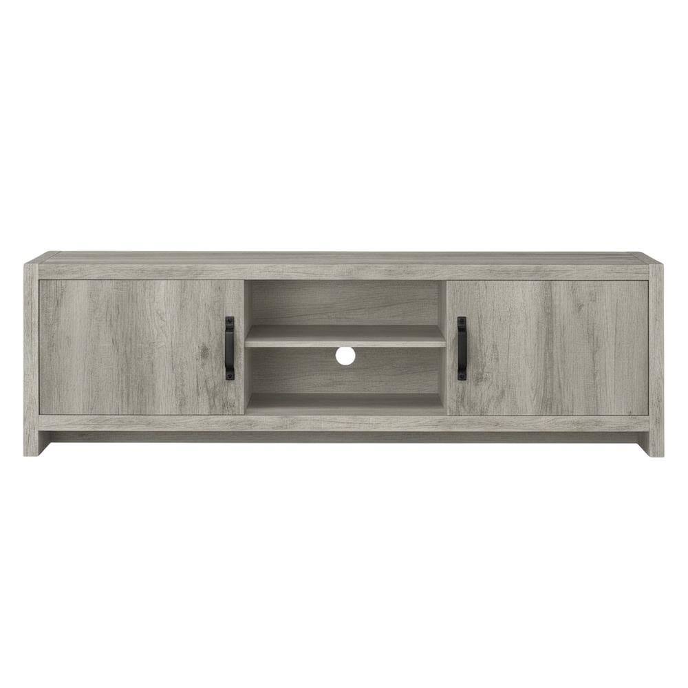 Alt View 3. FurniFact - Grey Driftwood 2-Door TV Stand with Engineered Wood Construction - Green.