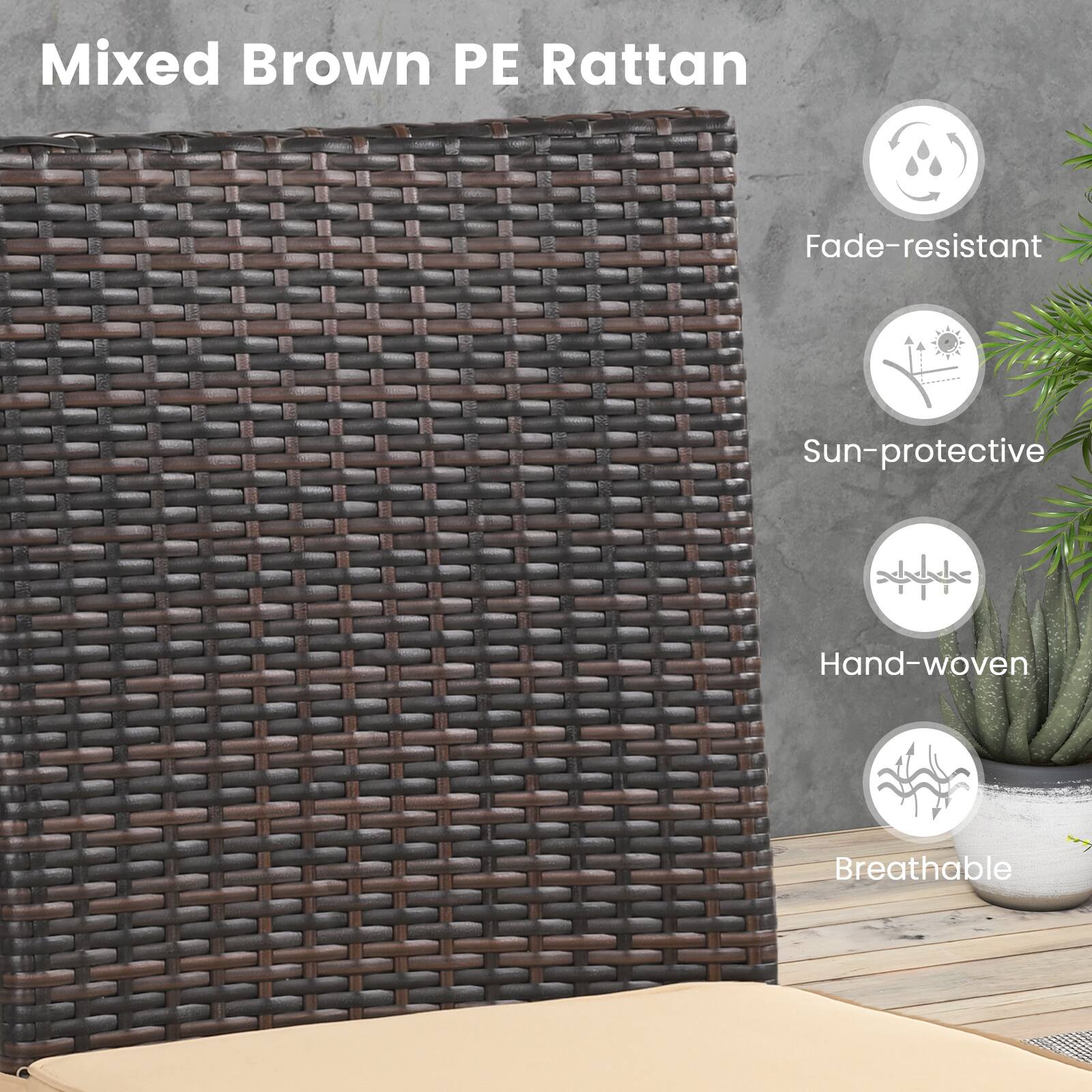 Mixed Brown PE Rattan

- Fade-resistant
- Sun-protective
- Hand-woven
- Breathable