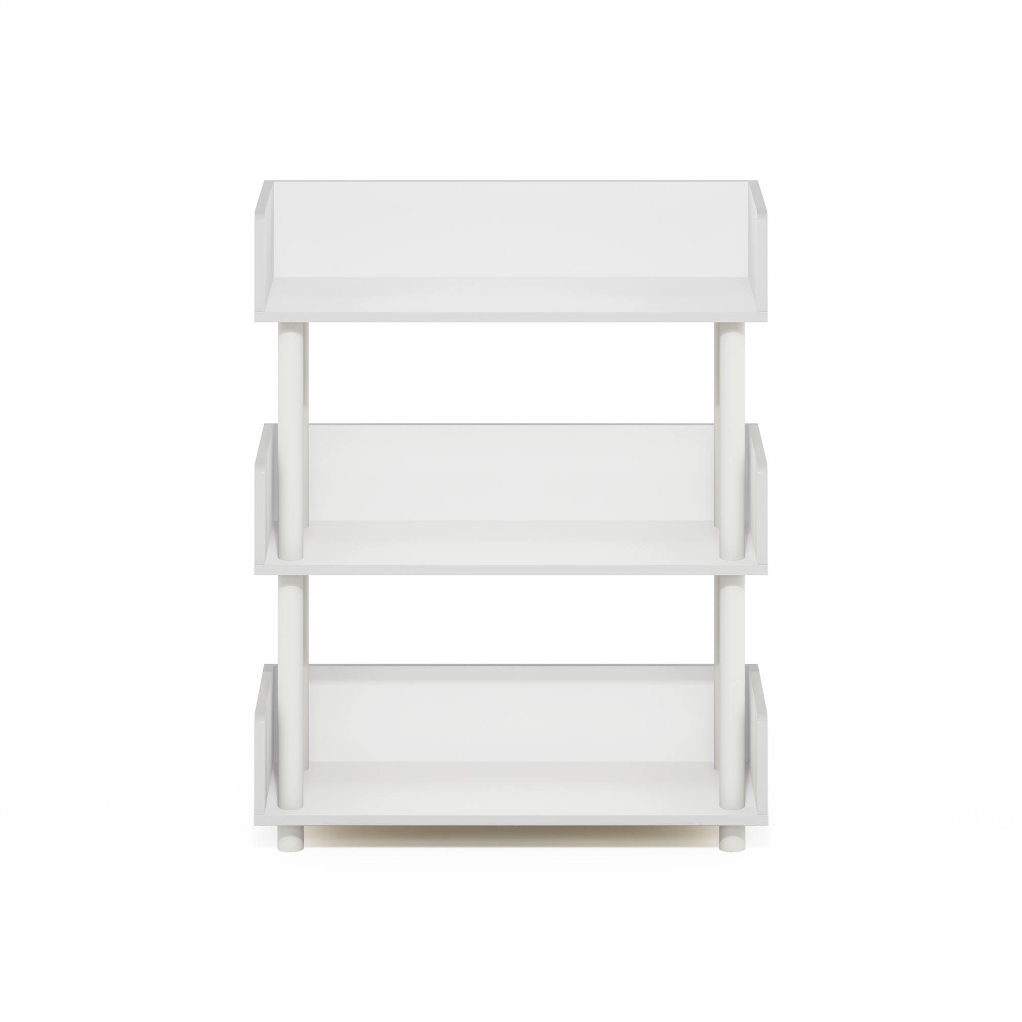 Alt View 2. Furinno - Turn-N-Tube 3-Tier Freestanding Multipurposes Display Rack, Bookshelf, White/White - White/White.