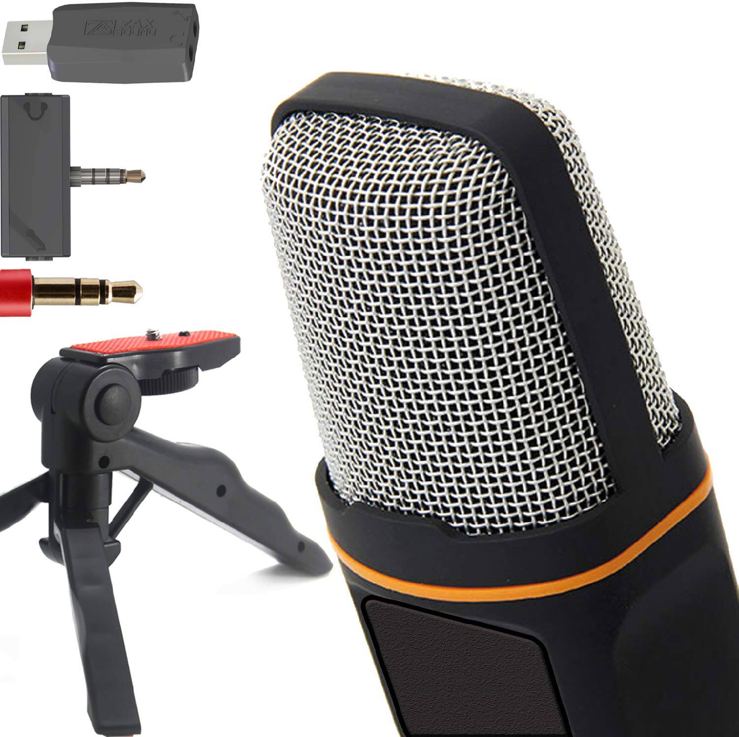 Front. Cedar Assembly - Professional Cardioid Condenser Microphone With Tripod Stand For Pc Laptop Ipad Android Phones Tablets And Rec - Default.