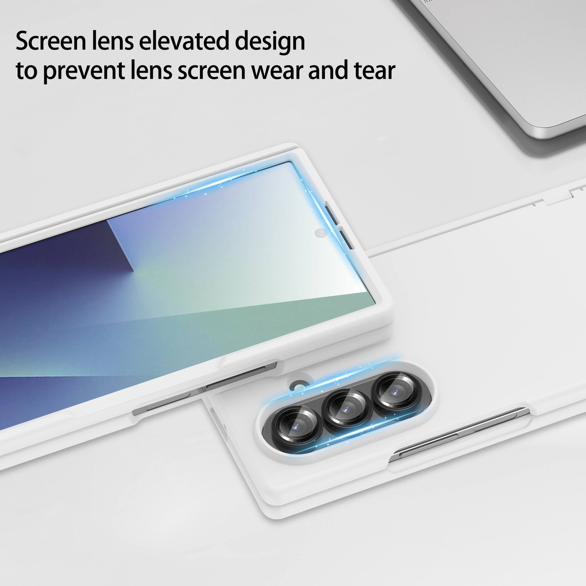Screen lens elevated design to prevent lens screen wear and tear