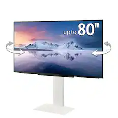 Front. WALL - V3SW Low Type | 32-80 Inch Thin Swivel TV Stand | for Living Room and Bedroom, Space Saving, No Drill, Japan Engineered - Satin White.