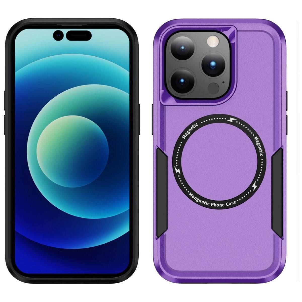 Entronix - Magnetic Case for iPhone 16 Pro - Soft-Touch Dual-Layer Protective Cover - Purple
