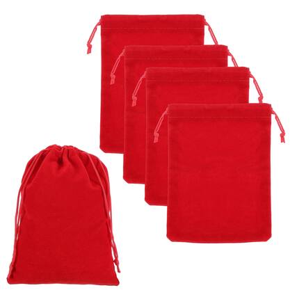 Front. Unique Bargains - Headphone Bag, 5pcs 7.87x5.91 Inch Travel Headset Carrying Storage Pouch Soft Drawstring for Over-Ear Headphones - Red.