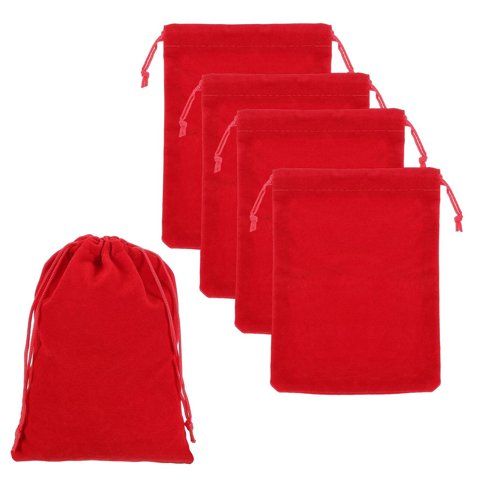 Front. Unique Bargains - Headphone Bag, 5pcs 7.87x5.91 Inch Travel Headset Carrying Storage Pouch Soft Drawstring for Over-Ear Headphones - Red.
