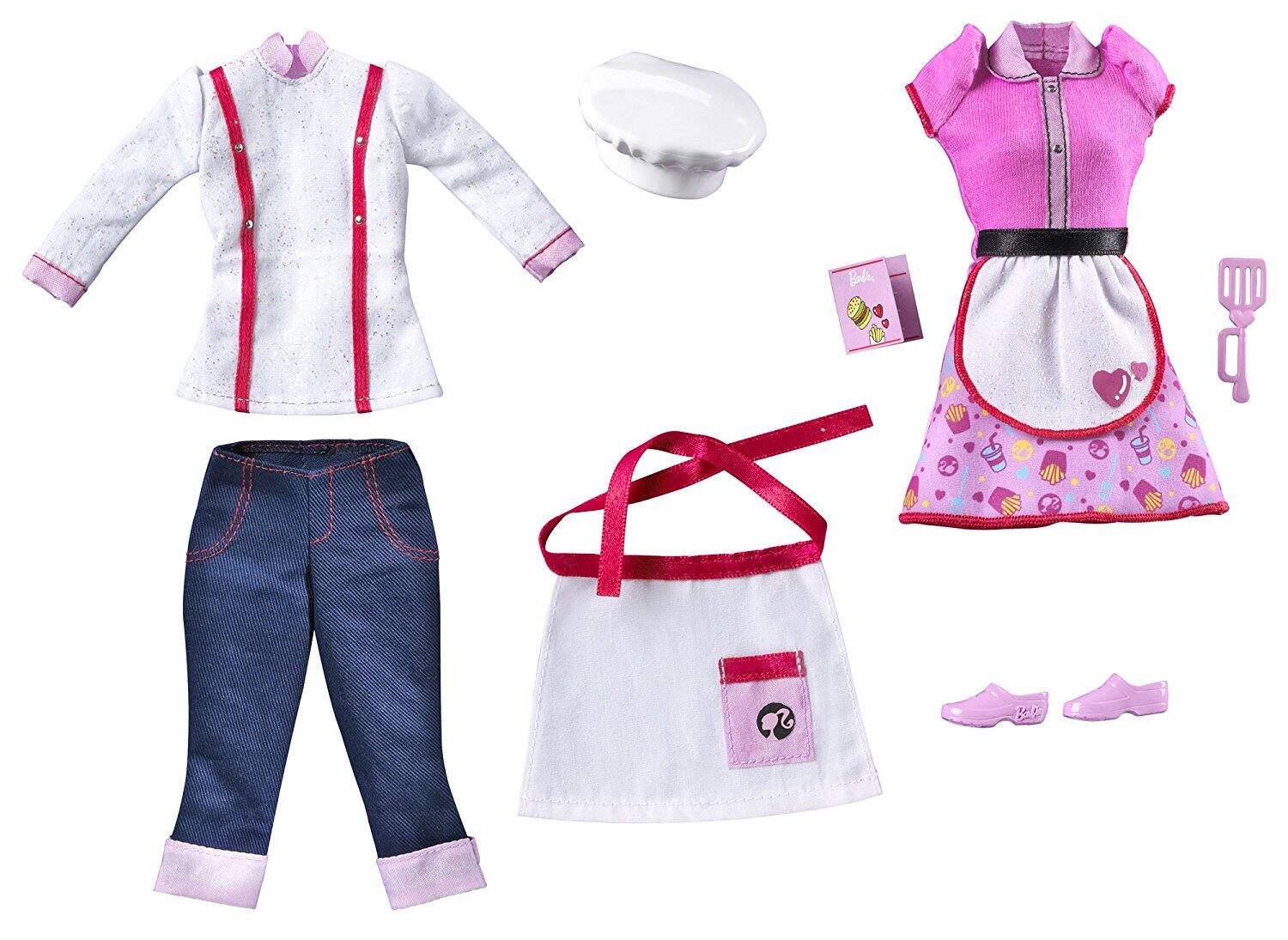 Alt View 1. Barbie - Barbie I Can Be Restaurant Fashion Pack ~ Chef & Waitress Doll Outfits ~ Clothes & Accessories - Multi.
