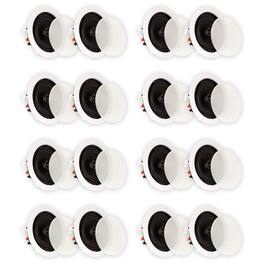 Theater Solutions by Goldwood - TS50C Flush Mount In Ceiling Speakers Surround Sound Home Theater 8 Pair Pack - Paintable White