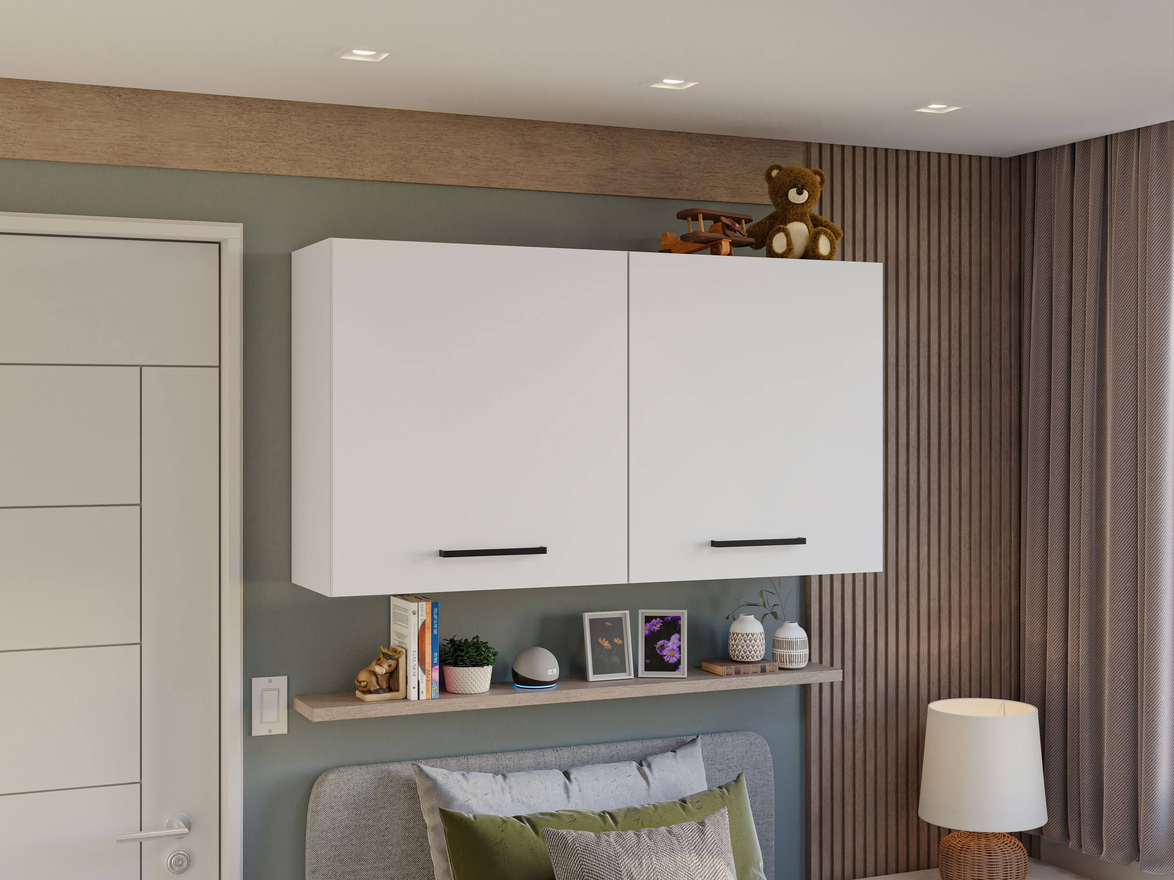 Alt View 5. Madesa - Madesa Bedroom Storage Cabinet with 2 Doors Wooden Organization Unit for extra Bedding, Boxes and Utensils – White - White.