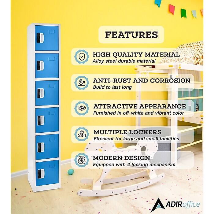 FEATURES
HIGH QUALITY MATERIAL
Alloy steel durable material
ANTI-RUST AND CORROSION
Build to last long
ATTRACTIVE APPEARANCE
Furnished in off-white and vibrant color
MULTIPLE LOCKERS
Effecient for large and small facilities
MODERN DESIGN
Equipped with 2 locking mechanism
ADIRoffic office