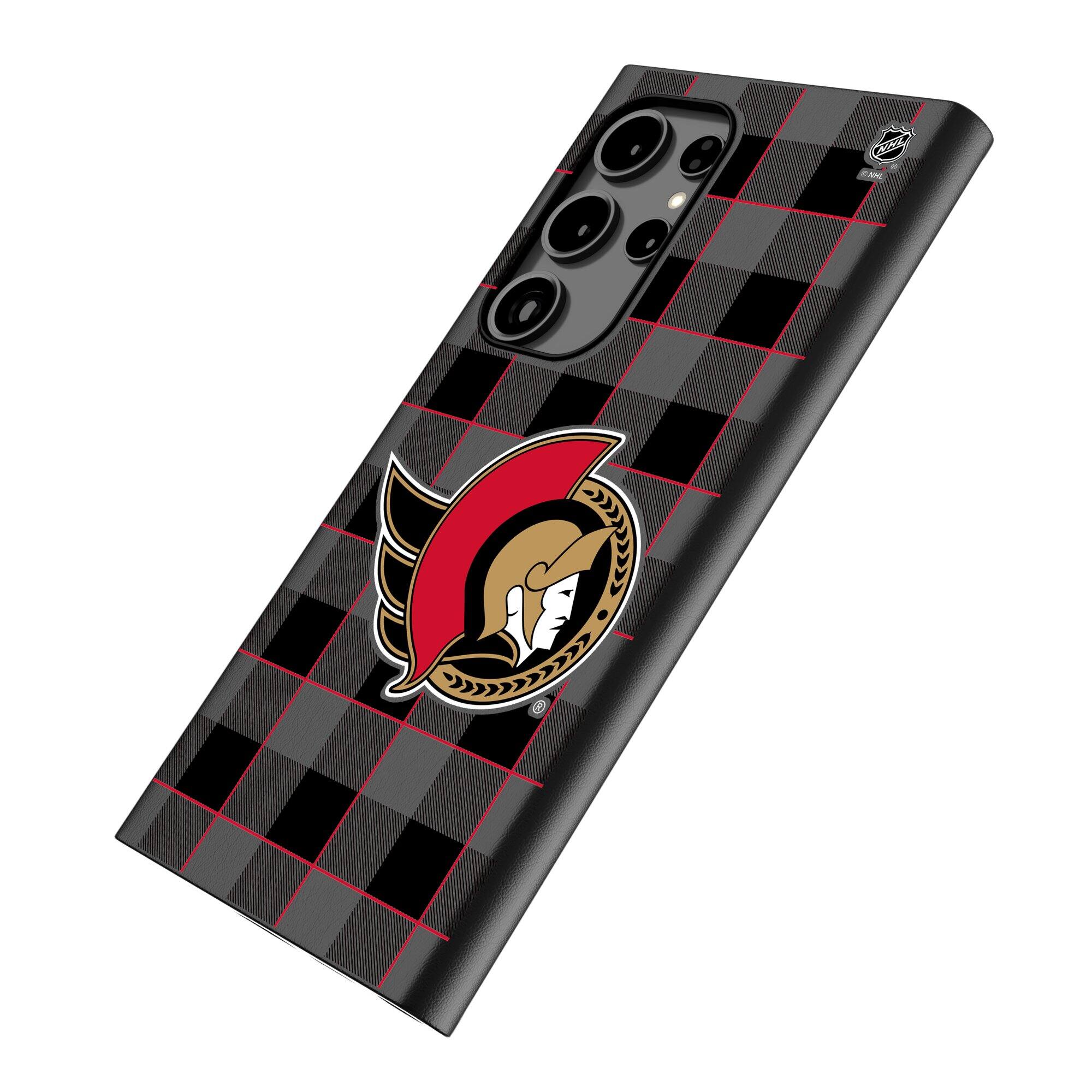 Alt View 1. Keyscaper - Ottawa Senators Plaid Galaxy Magnetic Bump Case - S25 Ultra - Black.