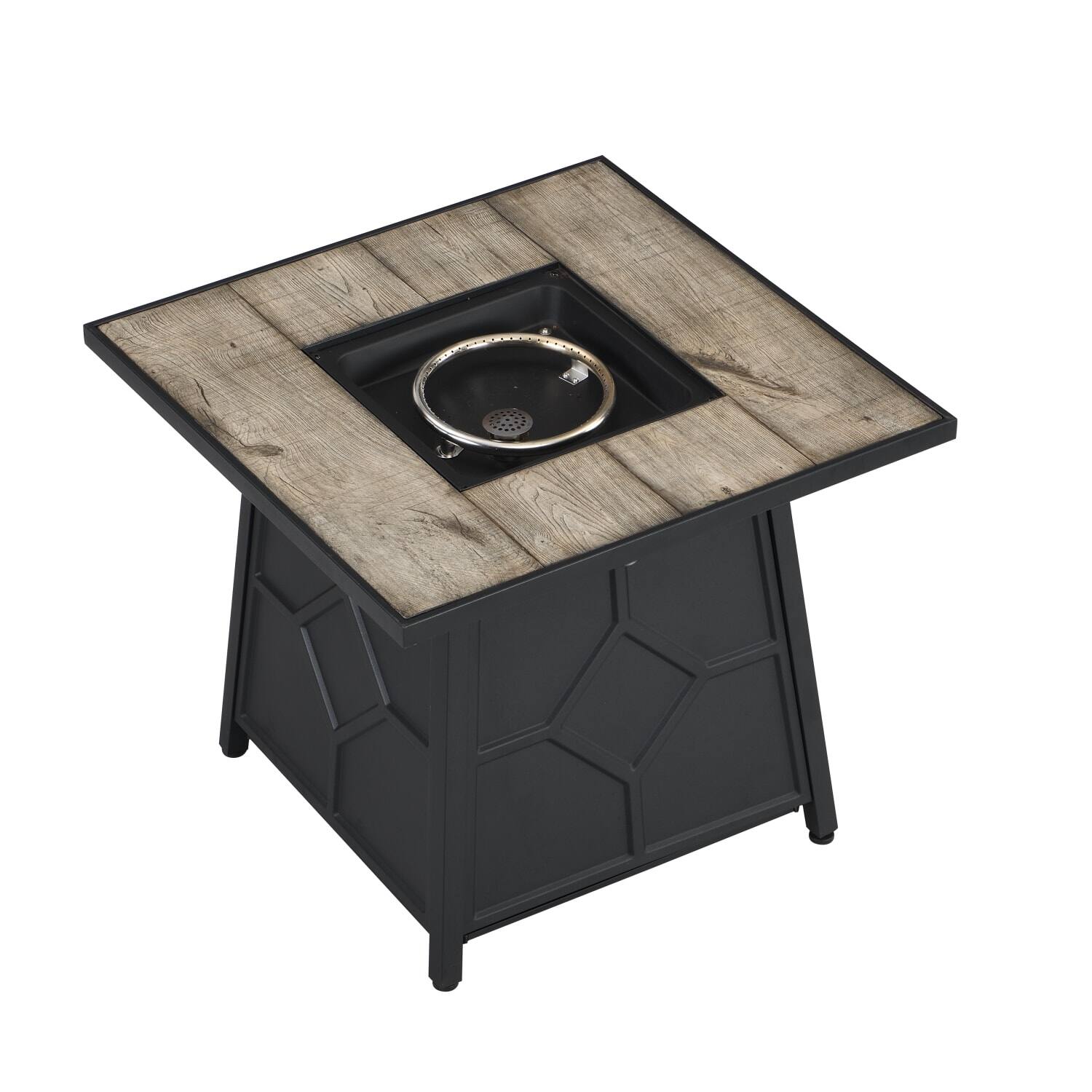 Left. Lirago - 28-inch Square Propane Fire Pit Table 40,000 BTU Outdoor Gas Firepit with Auto-Ignition Cover - Gray.